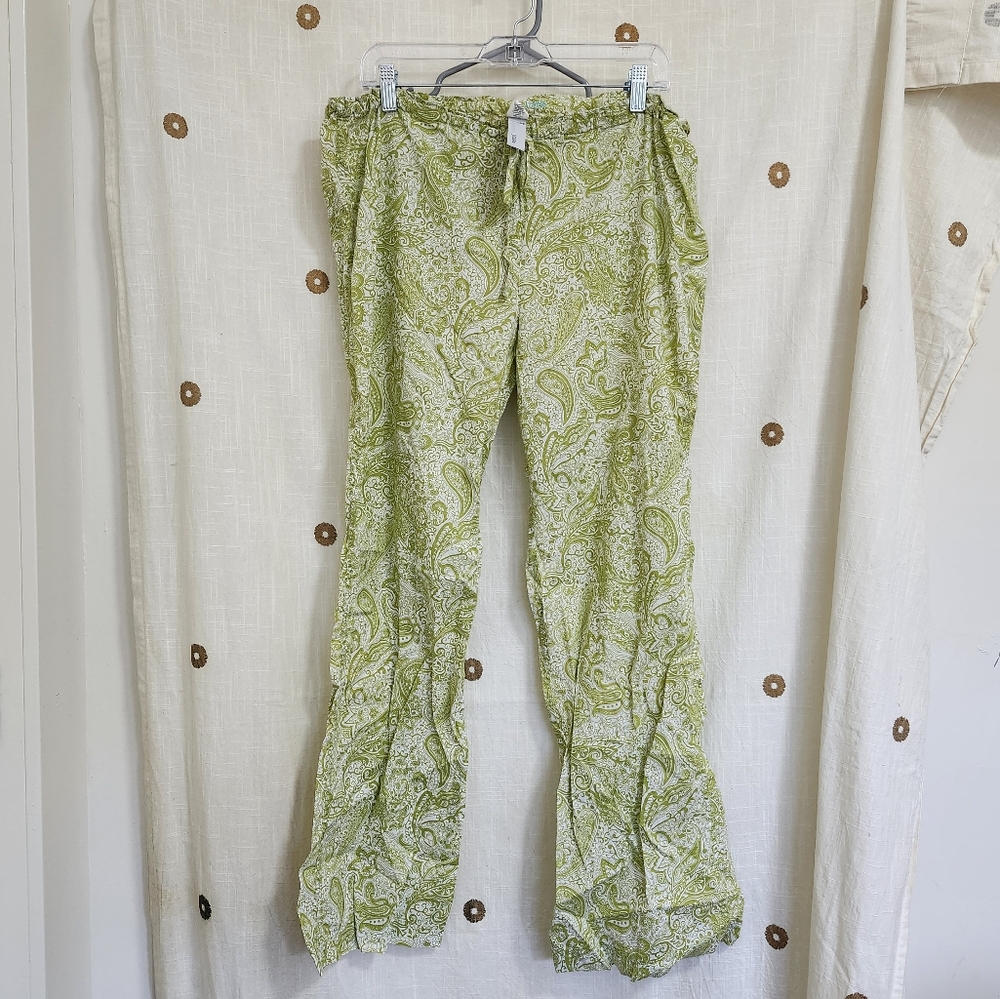 J. Crew Green Paisley Wide Leg Pants